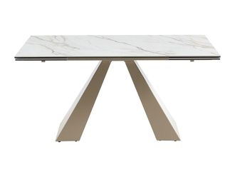 VENTE-UNIQUE.COM Mesa de comedor cristal beige, blanco