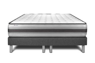 VITALIT Vitalit - Base Tapizada Blanco + Colch&oacute;n Con Muelles Y Viscoel&aacute;stica 2x100x200