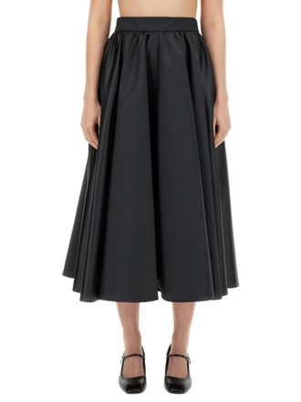 Patou Black Solid Midi Skirt