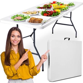OEM Mesa De Catering Bali White Plegable En Maleta, 180 Cm, Blanca