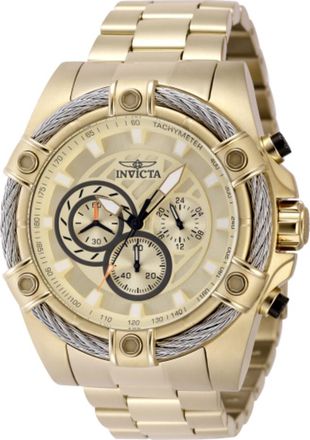Invicta Bolt Chronograph GMT Quartz Gold Dial Mens Watch 48866
