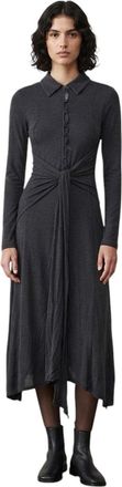 Ganni Dark Grey Shirt Collar Maxi Dress