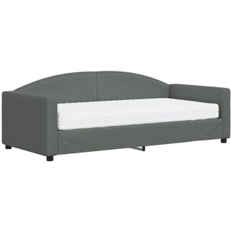 vidaXL Sof&aacute; Cama Con Colch&oacute;n Tela Gris Oscuro 90x190 Cm Vidaxl