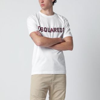 Dsquared2 T-shirt bianca con ricamo logo