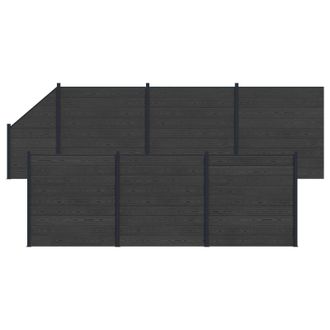 vidaXL Panel De Valla 7 Pcs Wpc Y Aluminio Negro Vidaxl