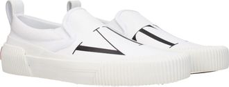 Valentino Garavani Mens White Fabric Slip-On Loafers