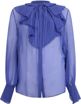 Alberta Ferretti Blouse met Elegante Ruches - Dames - Overhemden - Paars - S - Overhemden