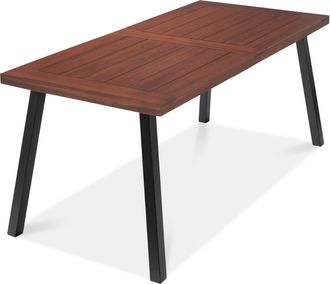 Best Choice Products 6-Person Indoor Outdoor Patio Rustic Acacia Wood Picnic Dining Table w/ Metal Legs