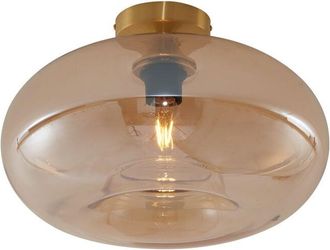 QAZQA Qazqa - Art Deco Ceiling Light Brass with Amber Glass 40cm - Busa