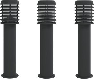 vidaXL Outdoor Floor Lamps 3pcs Black 60 cm Stainless Steel vidaXL