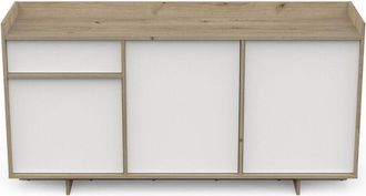 Calicosy Buffet De 3 Puertas Y 1 Caj&oacute;n Decoraci&oacute;n Roble Real Y Blanco L157,4 Cm