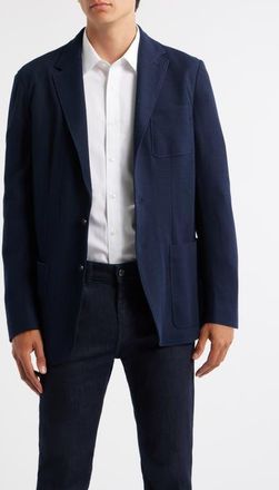 Canali Trim Fit Navy Knit Cotton Blend Blazer at Nordstrom, Size 43 Us