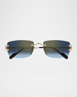Cartier Men & apos;s CT0550SM Metal Rectangle Sunglasses