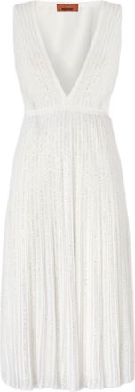 Missoni White Ribbed Sequin Midi Dress