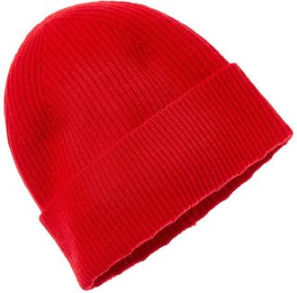 Amicale Cashmere Cuffed Rib Knit Cashmere Hat