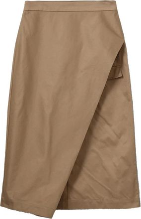 Sofie Schnoor Katrinesw Midi Wikkelrok - Dames - Midirokken - Beige - XL - Katoen - Rokken