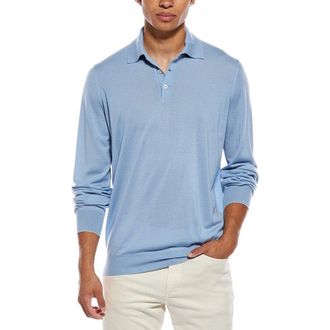 Brunello Cucinelli Light Blue Wool Polo Sweater, Brand Size 46 (US Size 36)