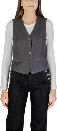 Only Gilet met V-hals en knoopsluiting - Dames - Bodywarmers - Grijs - XS - Polyester - Jassen