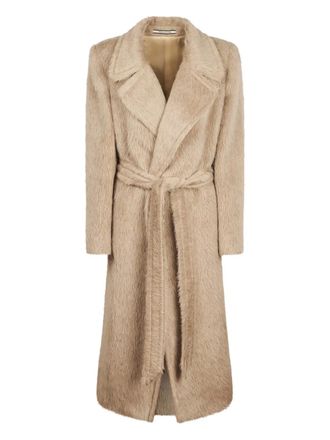Tagliatore belted-waist notched-lapel coat - women - Alpaca/Virgin Wool - 44 - Neutrals