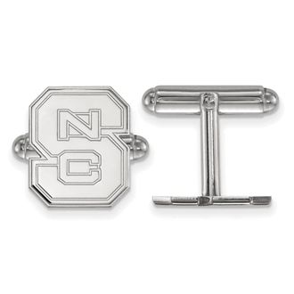 Diamond2Deal Sterling Silver Rhodium-plated North Carolina State University N-C-S Cuff Links