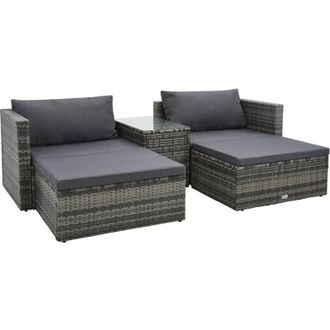 vidaXL Vidaxl - Set Divani da Giardino 5 pz con Cuscini in Polyrattan Grigio