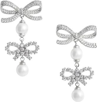 Self Portrait Selbstportr&auml;t-Perlenohrringe mit doppelter Schleife