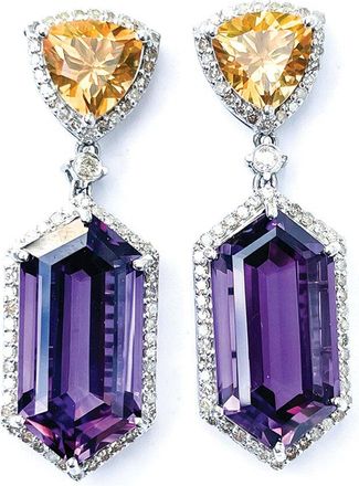 Arthur Marder Fine Jewelry Silver 1.00 Ct. Tw. Diamond & Gemstone Earrings