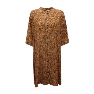 Emma & Gaia Kleedjes, Dames, Beige, S, 35Ea 602 Jurk met dierenprint