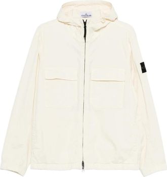 Stone Island Gabardine Jas - Heren - Zomerjassen - Wit - 2XL - Katoen - Jassen