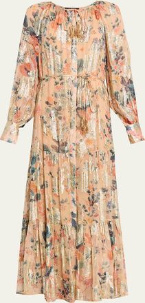 Kobi Halperin Xandra Tiered Metallic Floral-Print Maxi Dress