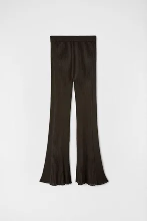 Jil Sander Dark Brown Ribbed Flare Trousers, Brand Size 38 ( US Size 4 )