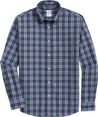 Brooks Brothers Friday Plaid Cotton Poplin Button-Down Shirt in Bluesplaid at Nordstrom, Size Xx-Large