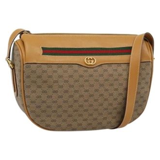 Gucci Pre-owned PVC & GG Canvas Schoudertas - Dames - Pre-owned - Bruin - Maat: ONE Size Leer