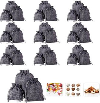 OEM Juego De 30 Bolsas De Lino Con Cord&oacute;n Ajustable, 3 Tama&ntilde;os (10 Bolsas Por Tama&ntilde;o), Bolsas Peque&ntilde;as De Tela Para Rellenar, Halloween, Pascua