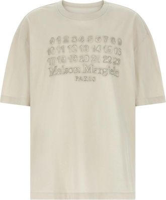 Maison Margiela T-shirt met ronde hals en logo op de voorkant - Heren - T-shirts - Beige - S - Katoen - Tops