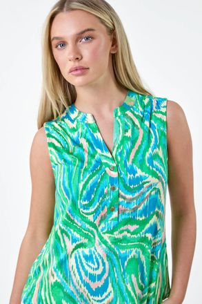 Roman Abstract Swirl Print Stretch Top