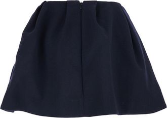 Shushu/Tong Womens Blue Pleated Wool Miniskirt With Zip Closure Skirt