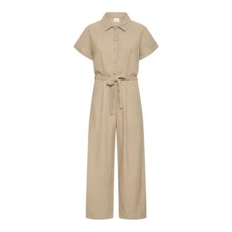 Ichi Ichi - Jumpsuit - Dames - Jumpsuits & Playsuits - Beige - Maat: S Wol