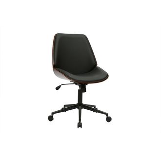 Miliboo Miliboo - Silla De Oficina Con Ruedas Negras Y Madera Oscura Douglas