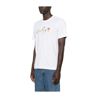 Paul Smith Tops, Heren, Wit, 2Xl, Katoen, T-shirt met paddenstoelprint