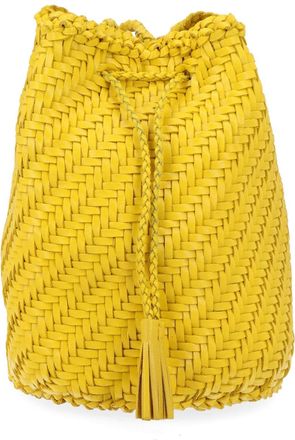 Dragon Diffusion Pompom Double Jump Yellow Woven Bag
