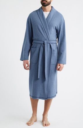 Majestic International Coastal Heather Shawl Collar Cotton Robe in Heather Blue at Nordstrom, Size Large
