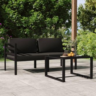 vidaXL Vidaxl - Set Muebles De Jard&iacute;n 3 Pzas Y Cojines Aluminio Gris Antracita