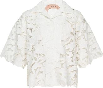 N&deg;21 Oversized Katoenen Shirt - Dames - Overhemden - Wit - L - Katoen - Overhemden