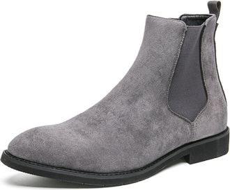 Generic Mens Suede Leather Chelsea Boots Slip On Dress Ankle Boots Formal and Casual Fashion Footwear (Grey,11.5)