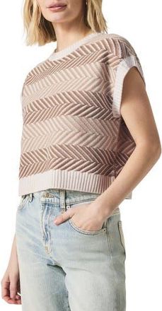 Splendid Mary Kate Chevron Stripe Short Sleeve Sweater in Neutral Multi at Nordstrom Rack, Size X-Large