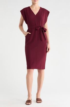 Eliza J Flutter Sleeve Sheath Midi Dress in Wine at Nordstrom Rack, Size 10