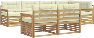 vidaXL Conjunto De Sof&aacute;s De Exterior 7 Uds. Blanco Y Crema Poli&eacute;ster Vidaxl