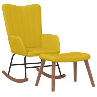vidaXL Silla Mecedora Con Reposapi&eacute;s Tela Amarillo Mostaza Vidaxl