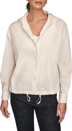 DKNY Hooded Long Sleeve Button-Up Shirt in Cream at Nordstrom, Size X-Large